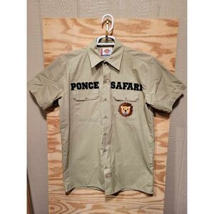 Dickies Mens Ponce‎ Safari Shirt Size Medium Brown  Front Pockets  Striped